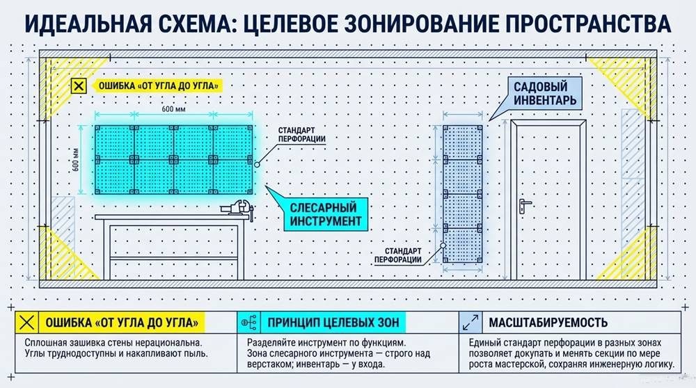 Размер перфопанели зонирование