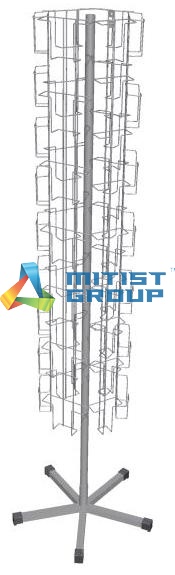 Напольная поворотная буклетница с карманами гибридная  (14 А5 + 40 А6)
